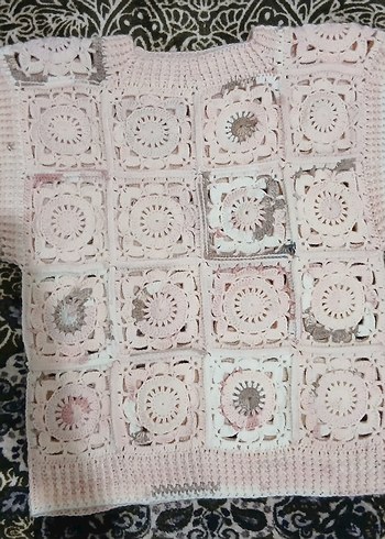 El Örgüsü Motifli Krem Süveter | Bohem & Vintage Stil - Görsel 3