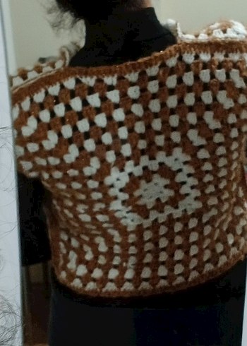 El Örgüsü Granny Kare Yelek | Bağlamalı Bohem Vintage Model - Görsel 3