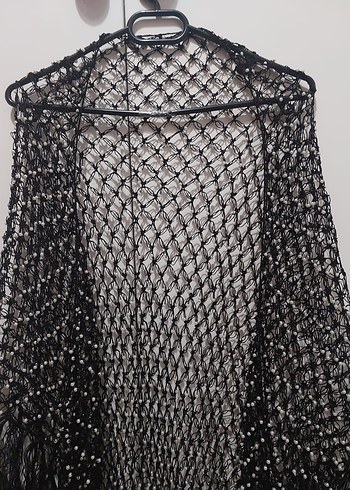 El Örgüsü Boncuk İşlemeli Kadın Şal | Şık Sırta Atmalık - Görsel 2