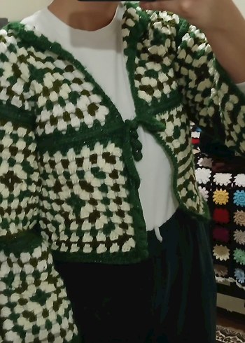 Vintage El Örgüsü Yeşil Hırka | Pinterest Model| Boho Stil - Görsel 3