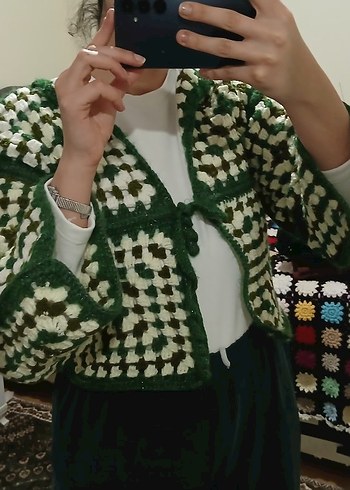 Vintage El Örgüsü Yeşil Hırka | Pinterest Model| Boho Stil - Görsel 2