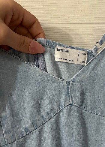 m Beden Uzun Askılı Mavi Denim Tulum