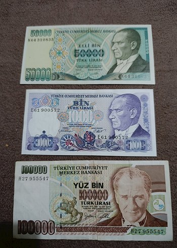Altın Renkli Eski Türk Lirası Banknot Seti