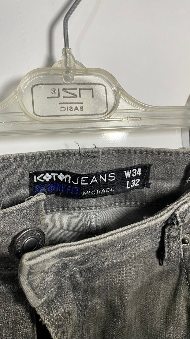 Koton Jeans Michael Skinny Fit Gri Kot Pantolon W34 L32 - Görsel 3