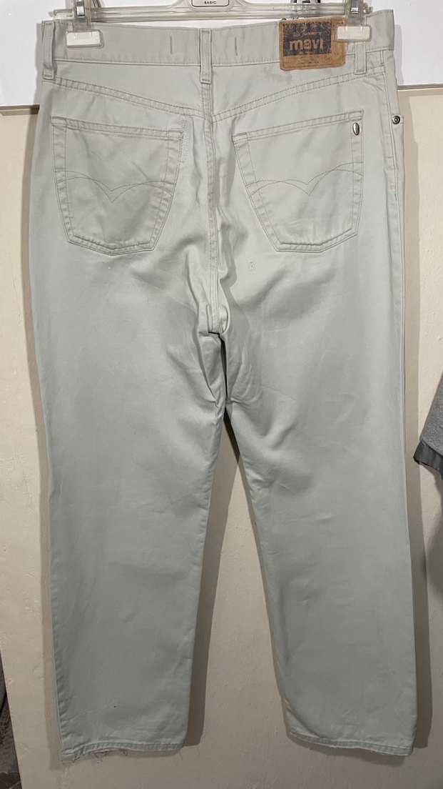 Mavi Düz Kesim Bej Rengi Klasik Pantolon 33-30 - Görsel 5