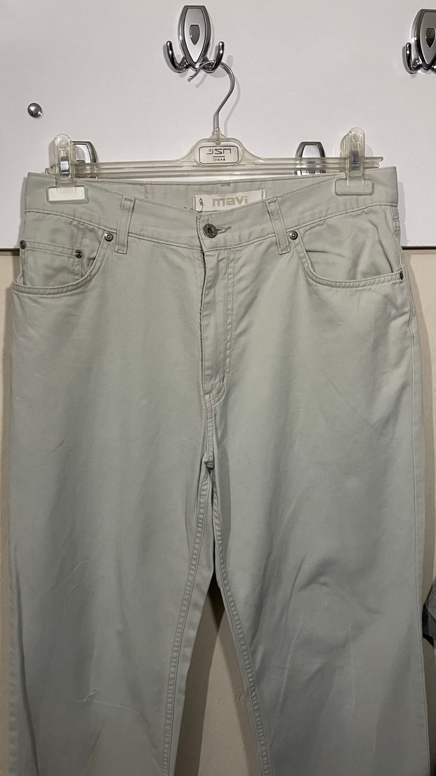 Mavi Düz Kesim Bej Rengi Klasik Pantolon 33-30 - Görsel 2