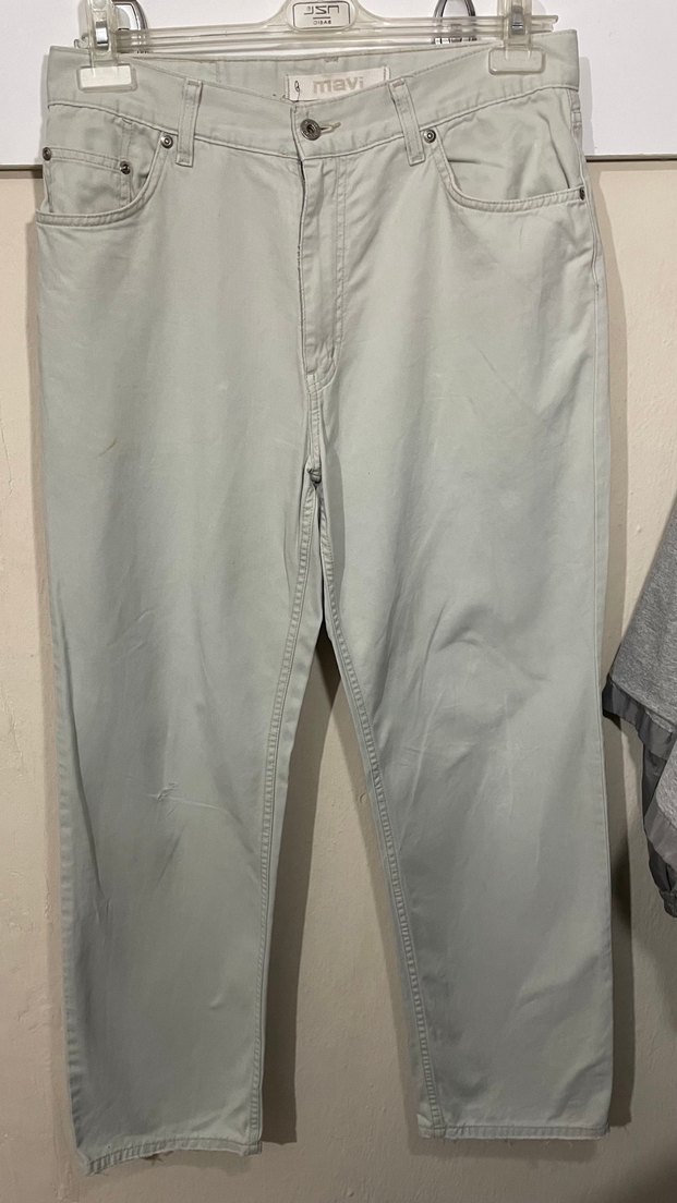 Mavi Düz Kesim Bej Rengi Klasik Pantolon 33-30 - Görsel 3