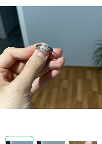 Sterling silver İnce Mavi Tasli Minimal Gumus Yuzuk
