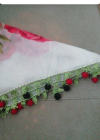 iğne oyası tülbent Renkli Fırfırlı Kadın Fular - Görsel 2