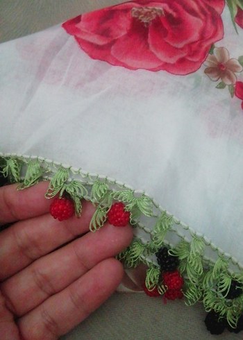 iğne oyası tülbent Renkli Fırfırlı Kadın Fular - Görsel 3