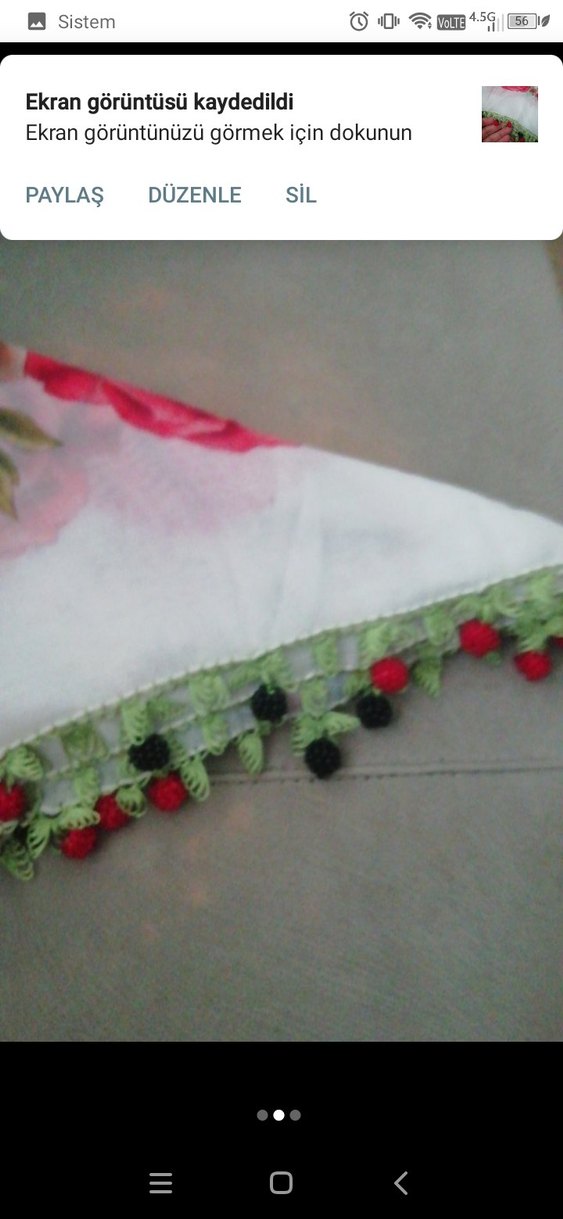 iğne oyası tülbent Renkli Fırfırlı Kadın Fular - Görsel 2