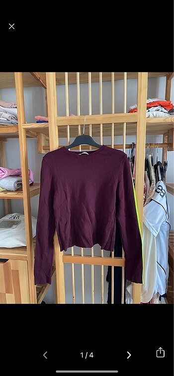 Zara yanları neon yeşil şeritli triko