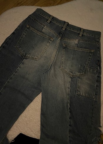 Yamalı yırtmaçlı vintage jean - Görsel 8