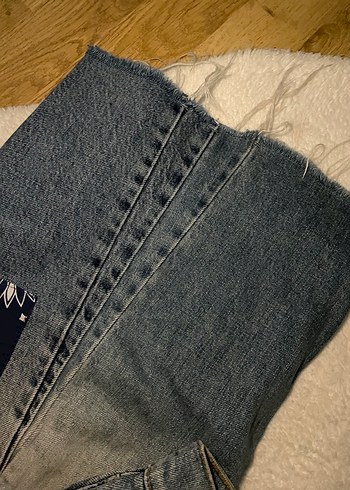 Yamalı yırtmaçlı vintage jean - Görsel 10