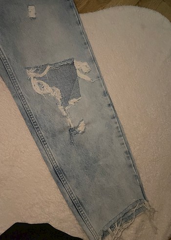 Mavi Bol Kesim Kadın Denim Pantolon - Görsel 5