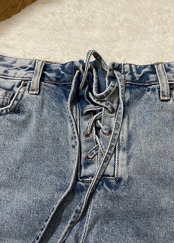 Gri Kadın Kot Şort - Görsel 2