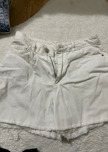Beyaz Midi Kadın Kot Şort - Görsel 3