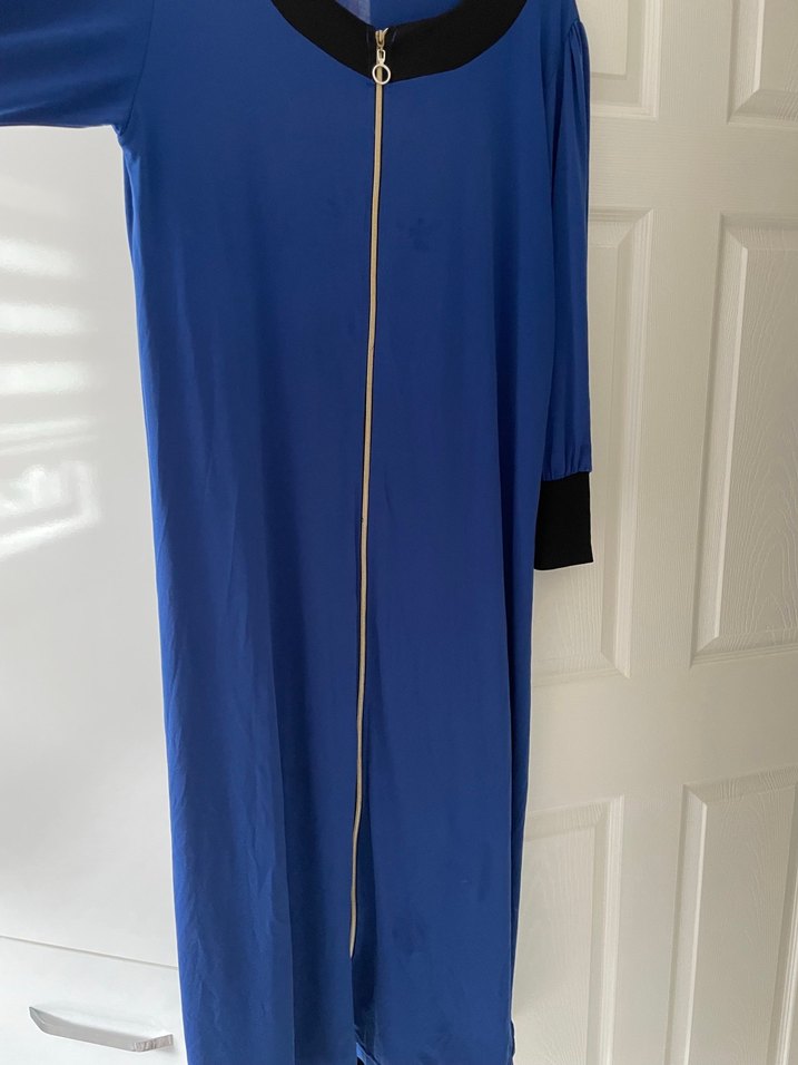 Kadın saks Mavisi  Uzun Kollu Uzun pardesü tunik - Görsel 2