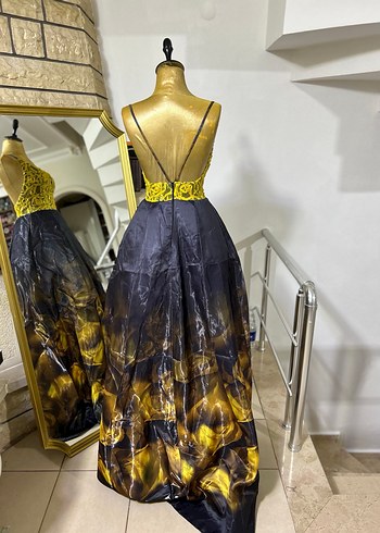 Sarı Drapeli Uzun Bohem Kadın Abiye - Görsel 3