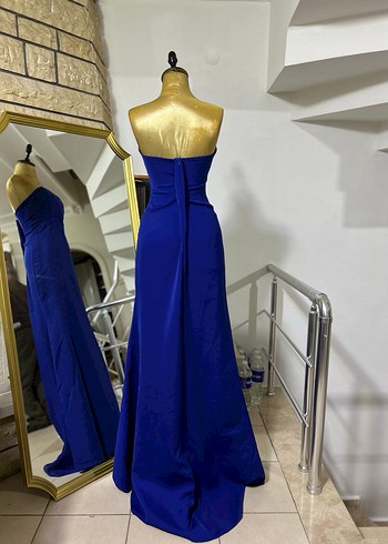 Mavi Straplez Uzun Abiye Elbise - Görsel 3