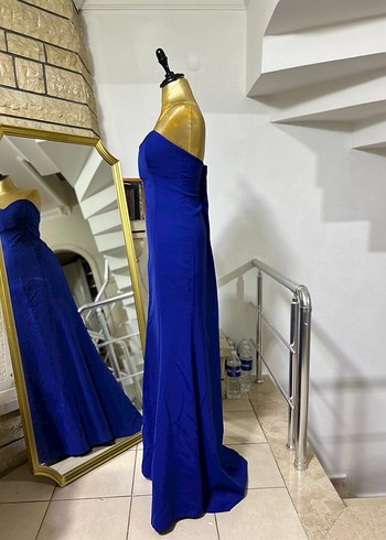 Mavi Straplez Uzun Abiye Elbise - Görsel 2