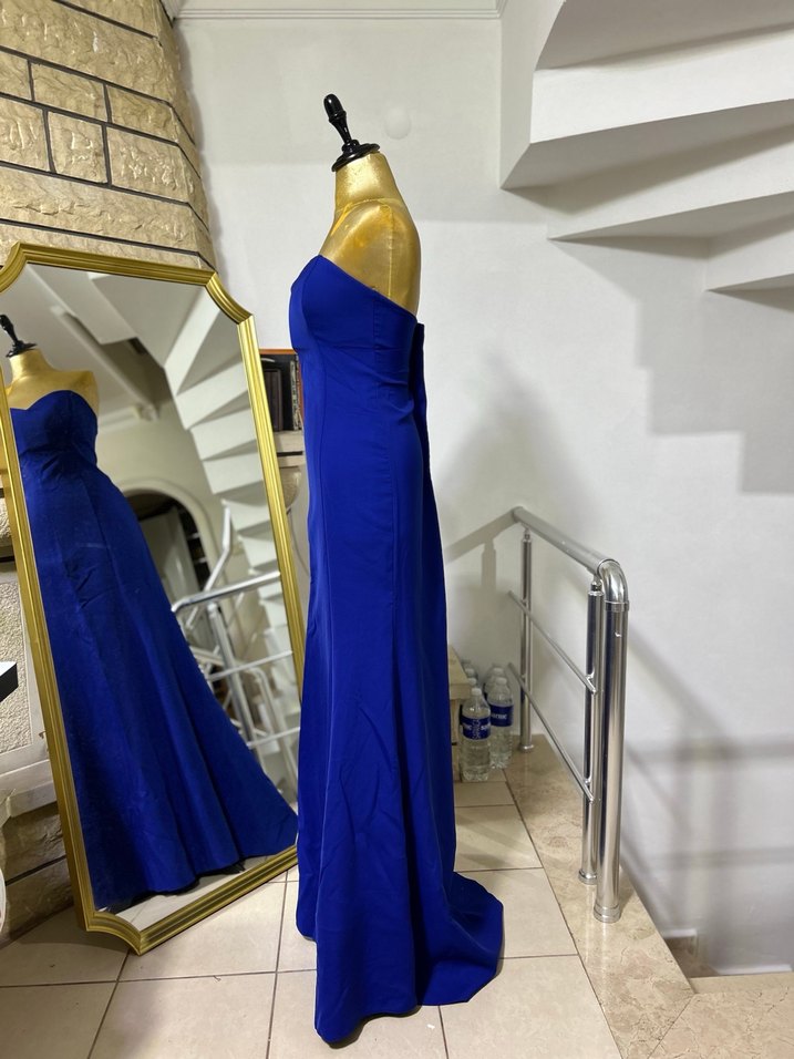 Mavi Straplez Uzun Abiye Elbise - Görsel 2