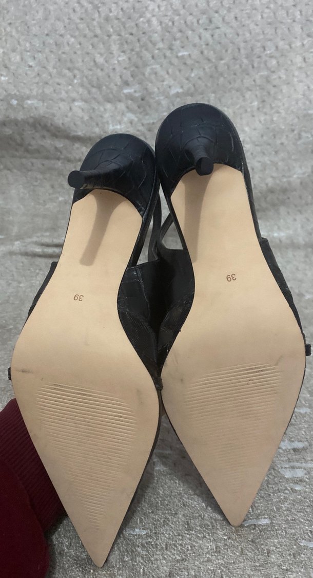 Siyah Yılan Desenli Tokalı Stiletto - Görsel 3