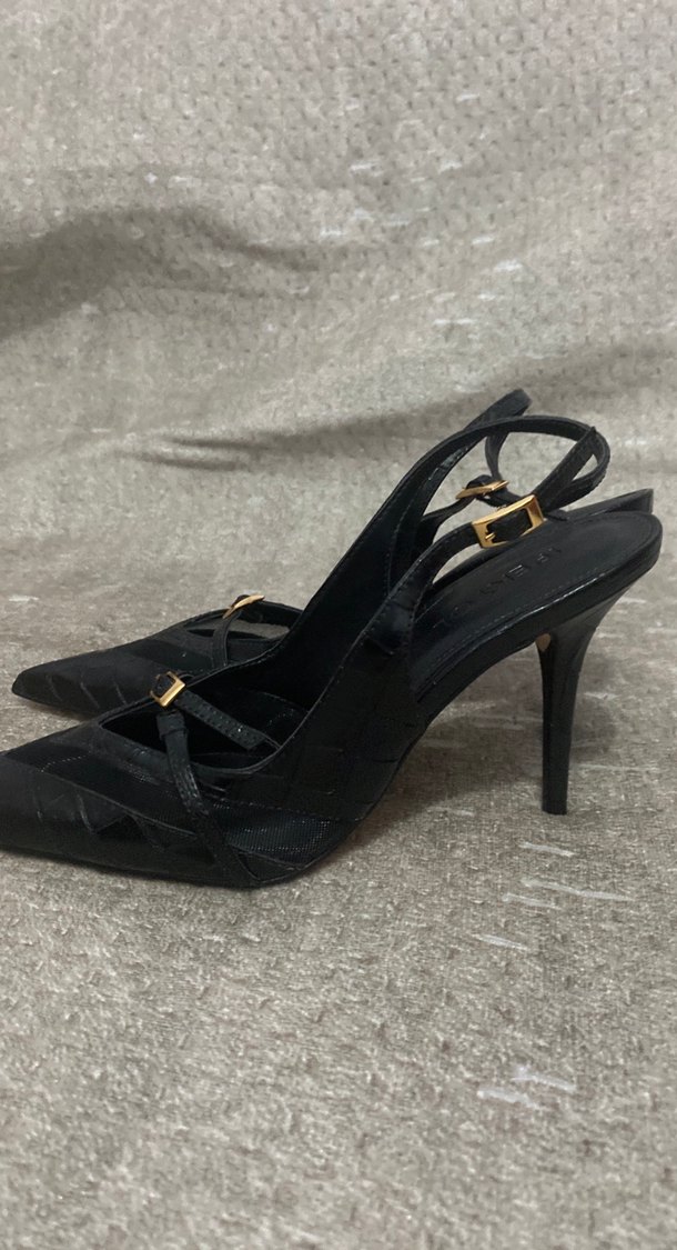 Siyah Yılan Desenli Tokalı Stiletto - Görsel 2