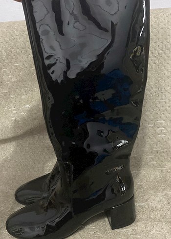 Kadın Siyah Rugan Dizüstü Çizme - Görsel 2