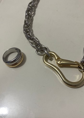 Gri Zincirli Altın Renk Erkek Kolye - Görsel 2