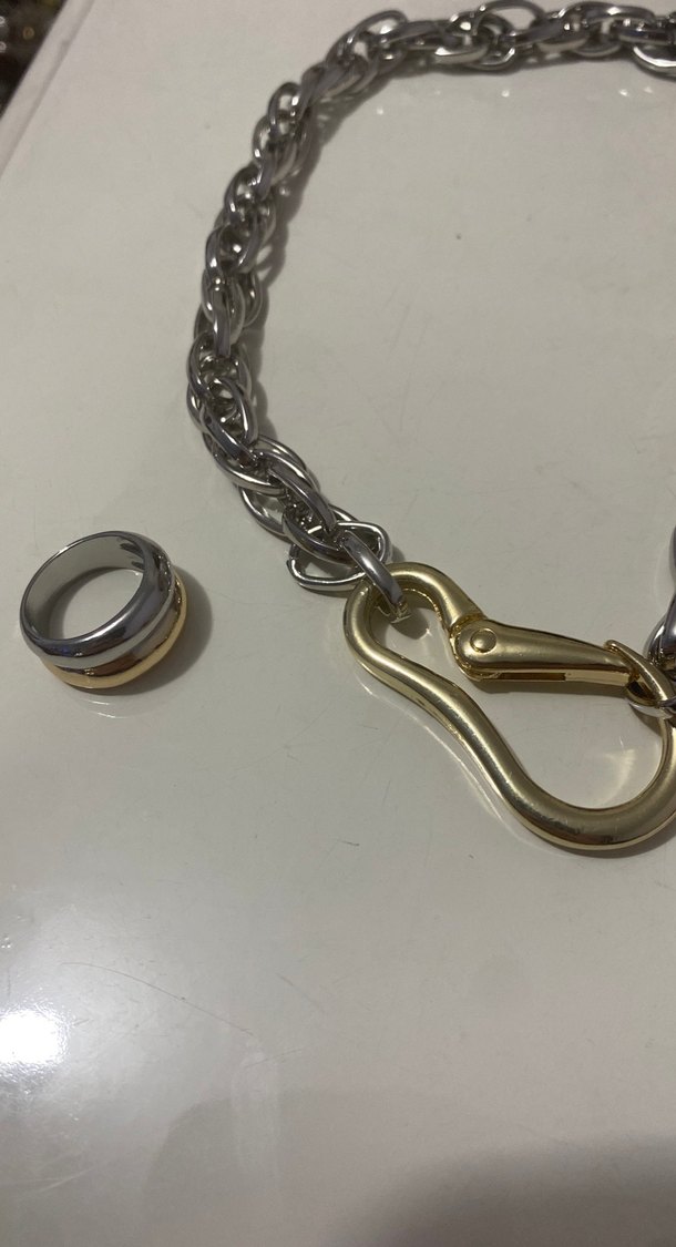 Gri Zincirli Altın Renk Erkek Kolye - Görsel 2