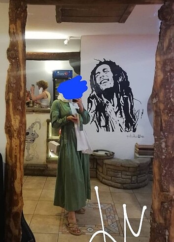 Henza yeşil tesettür elbise