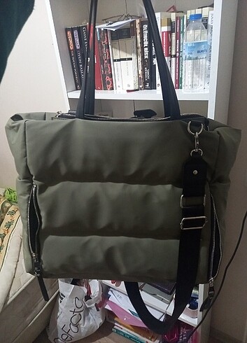  Beden haki Renk Stradivarius Fermuarlı Askılı Çanta