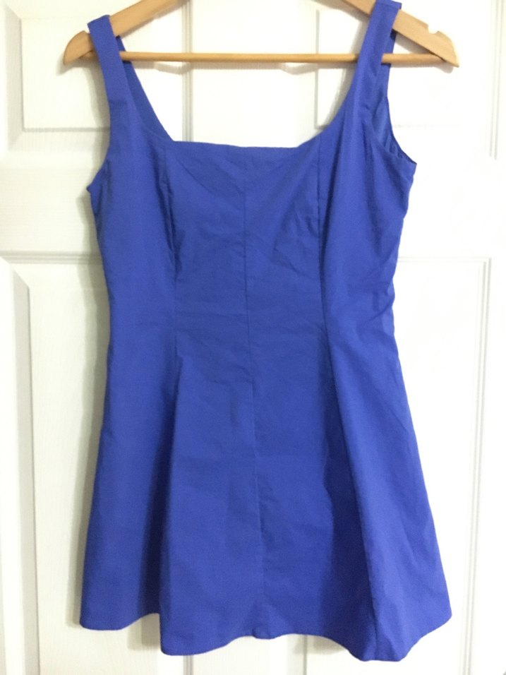 Mavi Mini Kare Yaka Kolsuz Elbise - Görsel 2