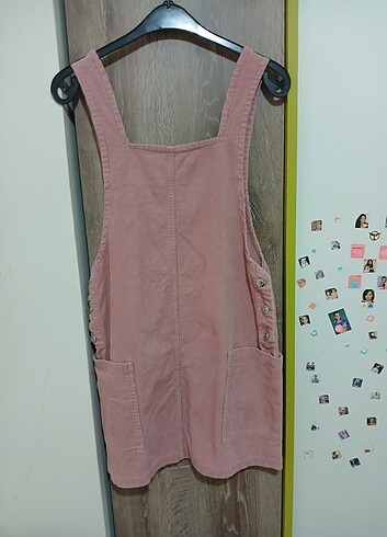Bershka Bershka Toz Pembe Bahçıvan Elbise