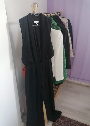 Siyah Drapeli Kadın Uzun Tulum - Görsel 4