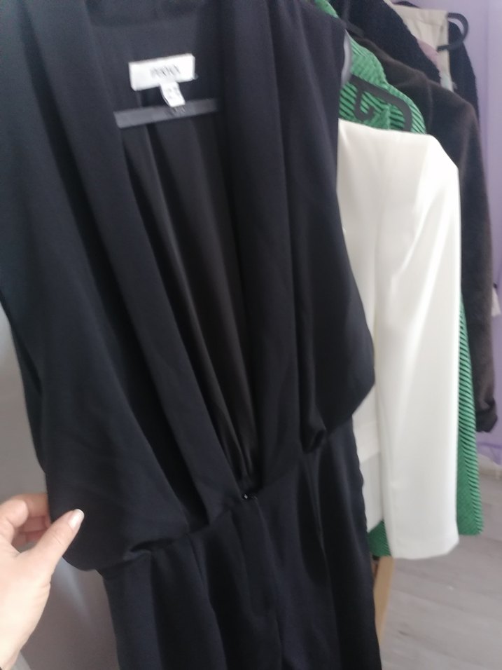 Siyah Drapeli Kadın Uzun Tulum - Görsel 2