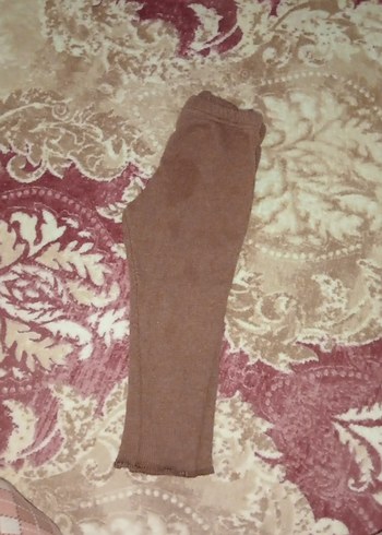 Kız Çocuk Kahverengi Dantel Detaylı Tayt - Görsel 3