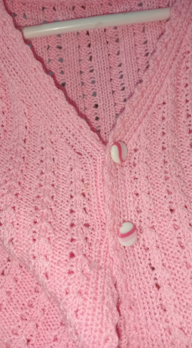 Kız Çocuk Pembe V Yaka Örgü Süveter - Görsel 3