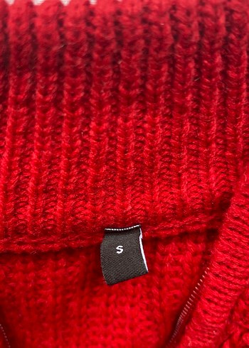 Kırmızı Yarım Fermuarlı Triko Kazak - Görsel 3