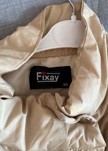 Bej Düğmeli Midi Keten Kadın Kışlık mont - Görsel 3