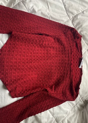 Bordo Örgü Kadın Kazak - Görsel 2