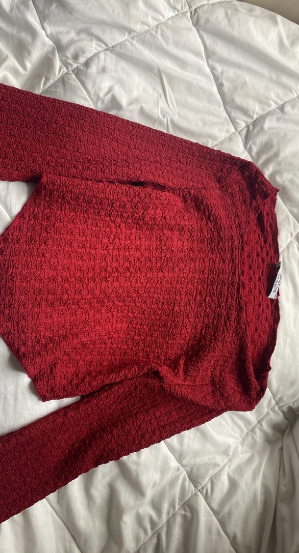 Bordo Örgü Kadın Kazak - Görsel 2