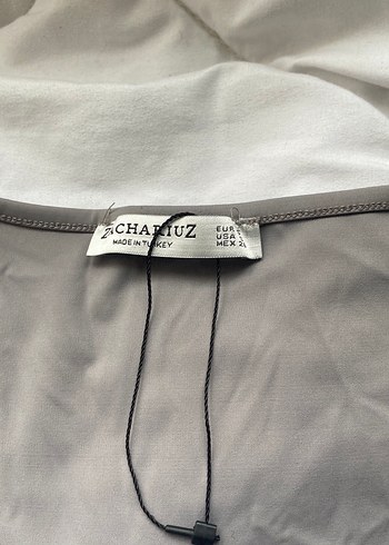 Gri V Yakalı Uzun Kollu Kadın Bluz - Görsel 3