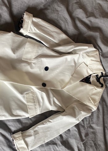 Beyaz midi blazer ceket - Görsel 4