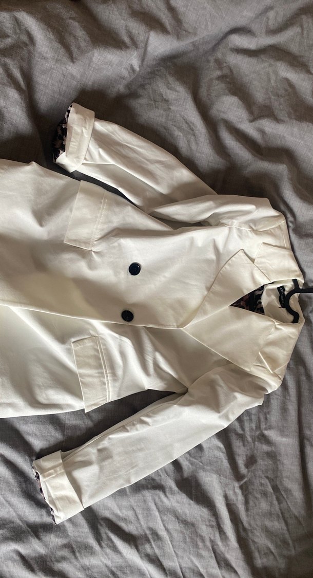 Beyaz midi blazer ceket - Görsel 4