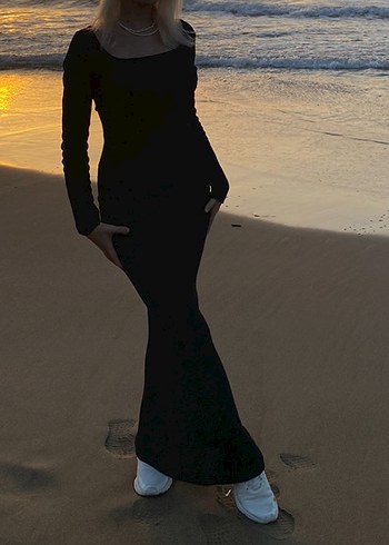 Uzun Siyah  Kadın Elbise - Görsel 2