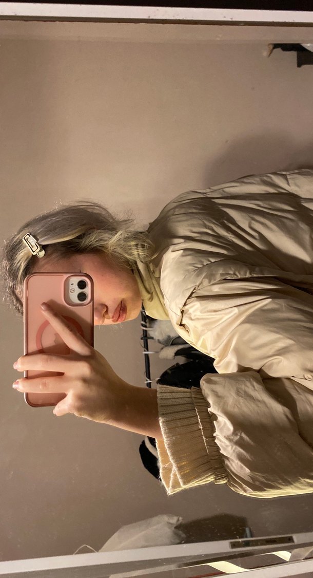 Bej Kadın Puff Mont, Yüksek Yakalı, Rahat Kesim - Görsel 2