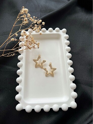 Diğer Zirkon Taşlı Gold Yıldız Küpe | Çift