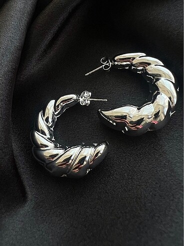 Burgu Silver Halka Küpe | Çift
